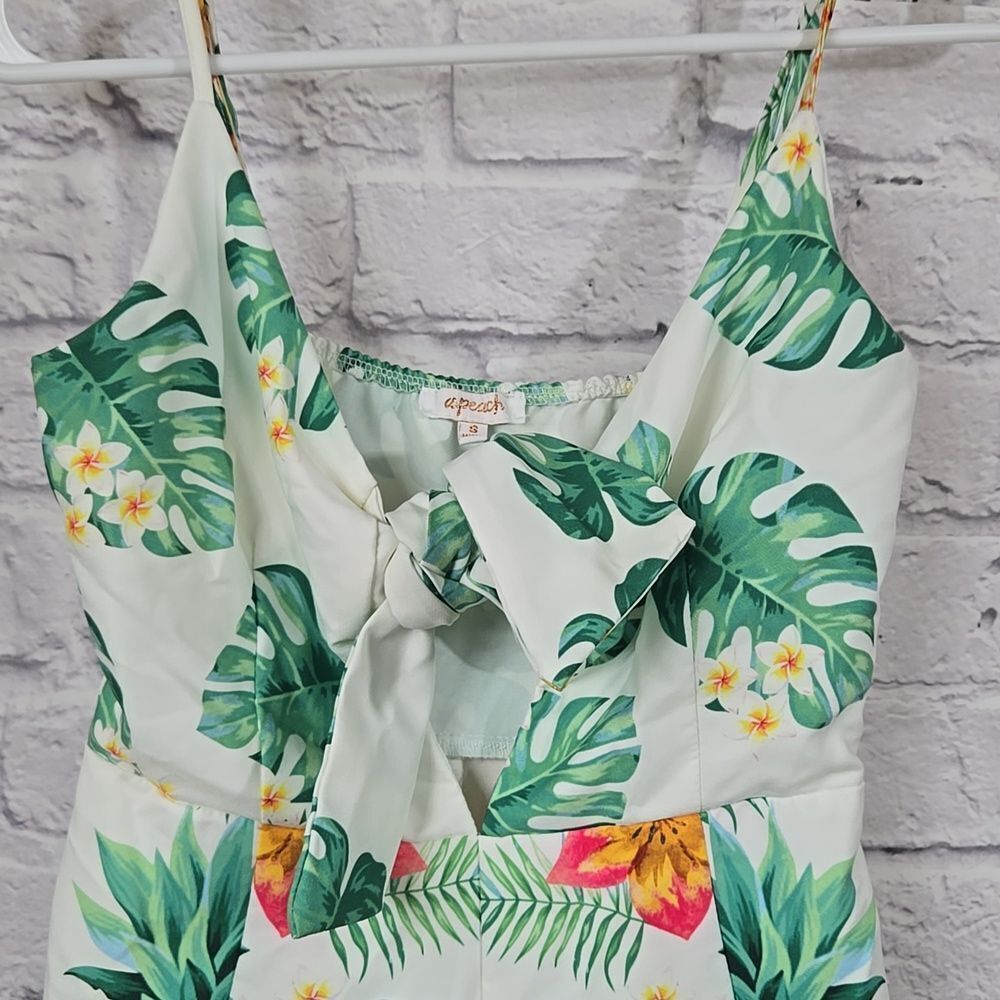 Tropical Floral Pineapple Romper Cutout Bow Tie Summer Playsuit Buckle Euro Glam - Picture 4 of 15